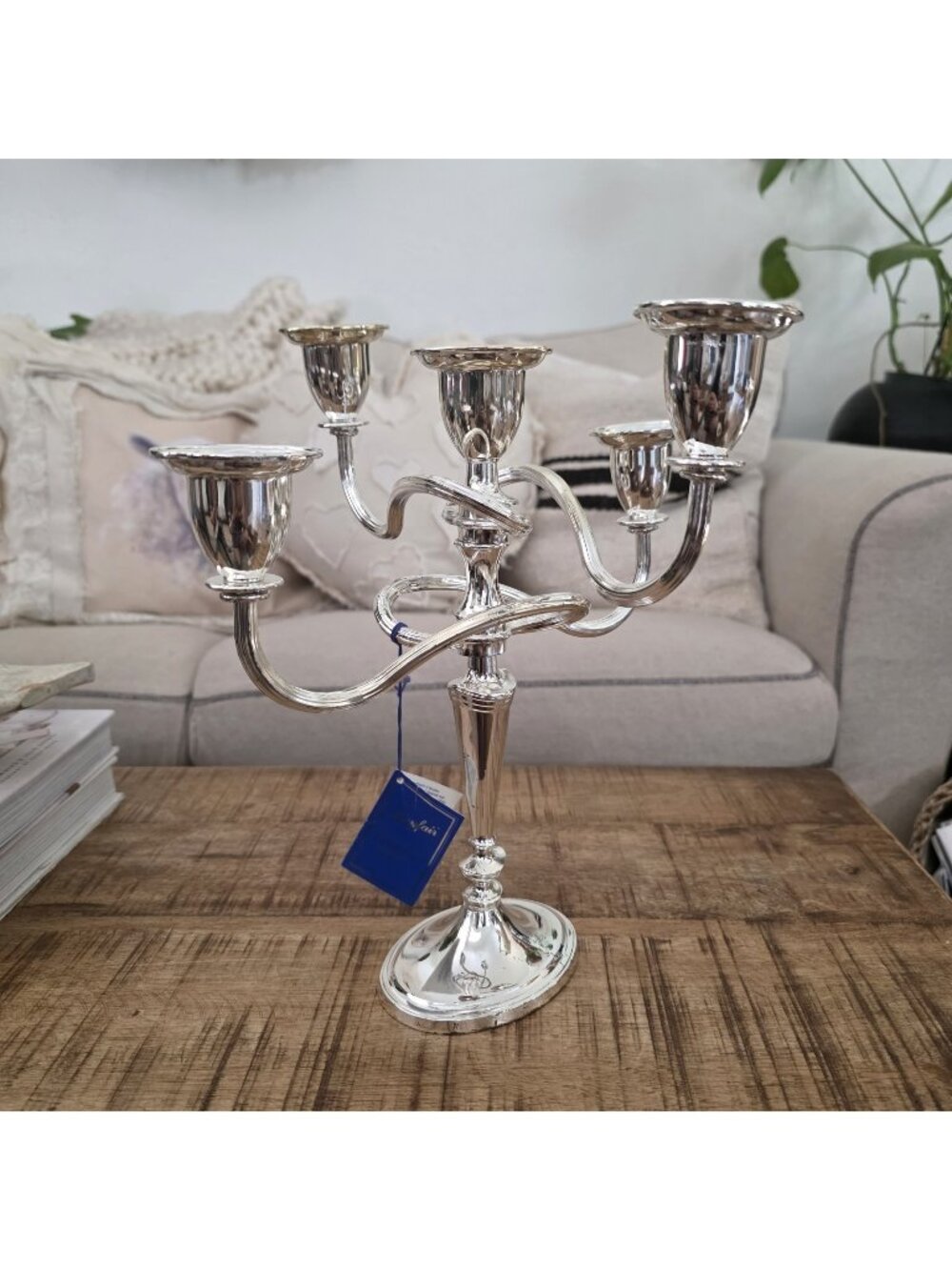 Vintage Mayfair England Silverplated 5 Arm Candelabra Centerpiece Empire